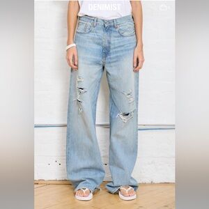 Denimist Distressed Light Blue Wide Leg Jeans
